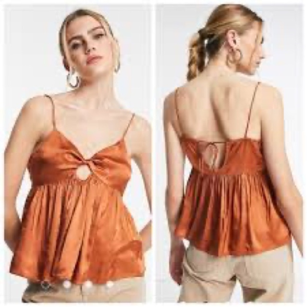 Topshop Twist Satin Cami - Chocolate 🍫✨ NWT Size 4